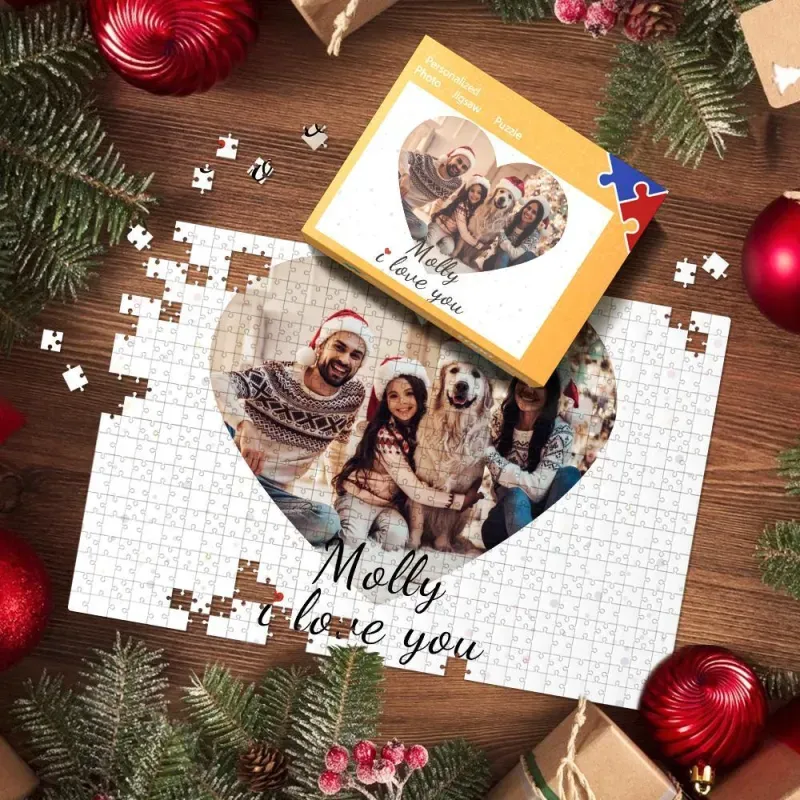Custom Your Family Christmas Photo Jigsaw Puzzle 35, 150, 300, 500, 1000 Piece