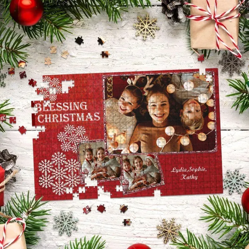 Custom Your Family Christmas Photo Jigsaw Puzzle 35, 150, 300, 500, 1000 Piece
