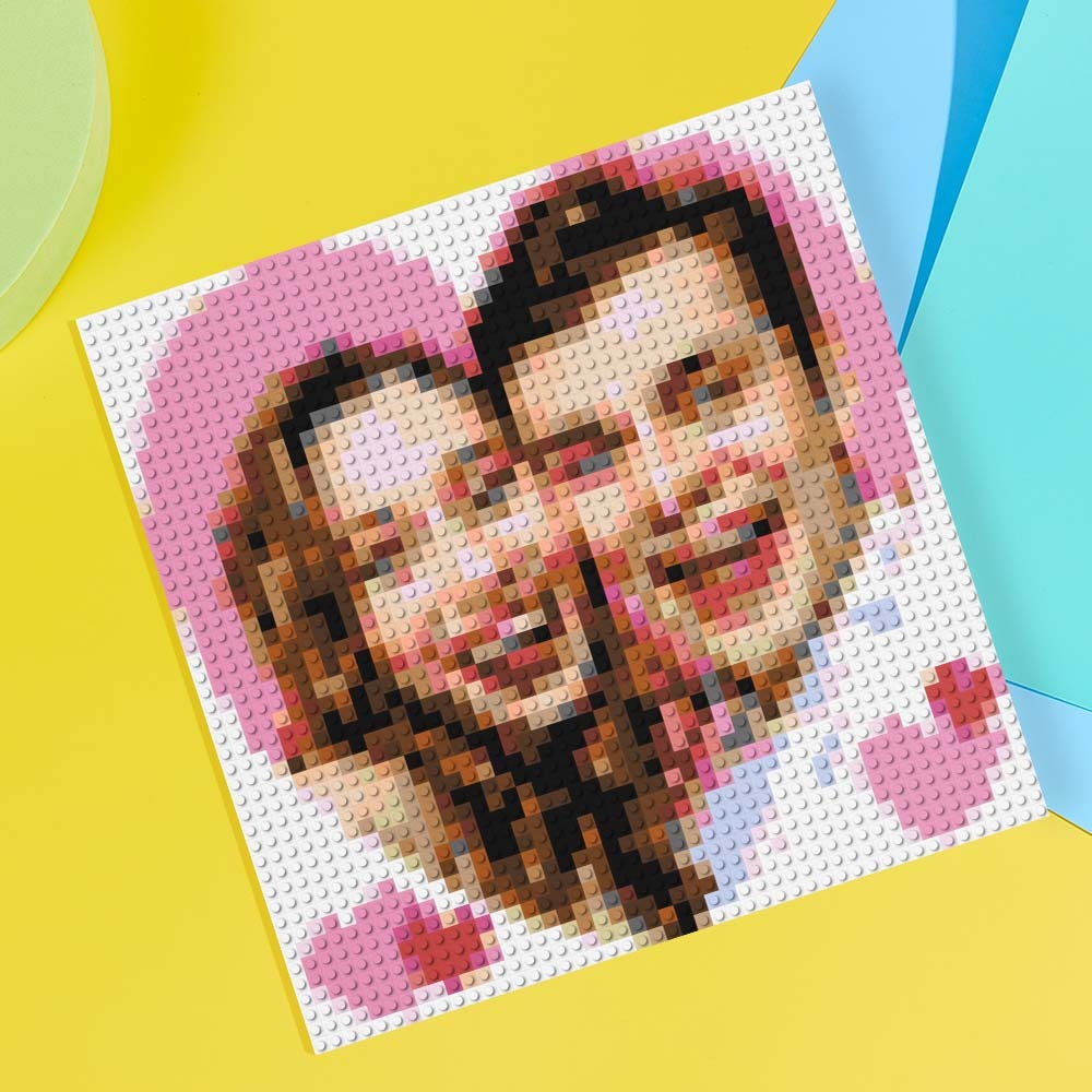 Gifts for Her Couple Pixel Mosaic Art Custom Photo Puzzle Frame - CustWit
