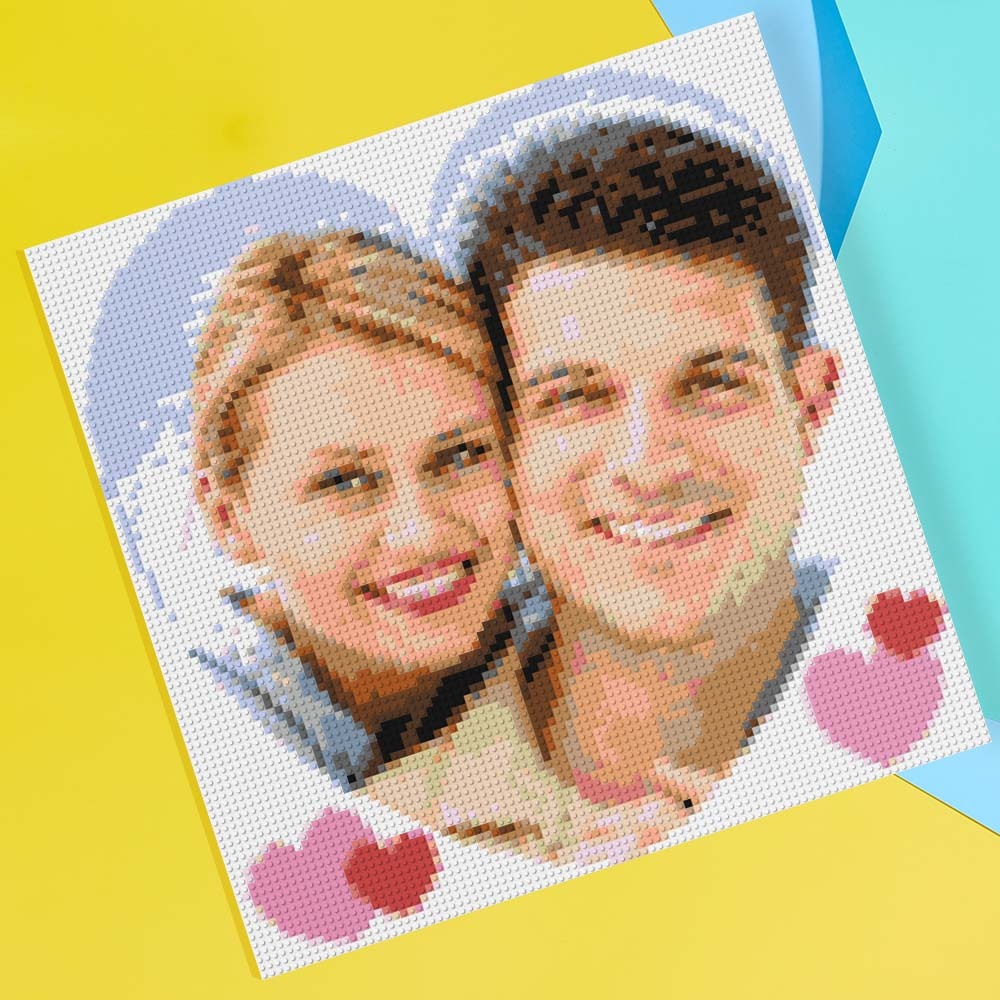 Gifts for Her Couple Pixel Mosaic Art Custom Photo Puzzle Frame - CustWit