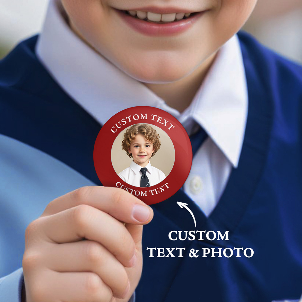Spilla Personalizzata Con Testo E Foto, Spilla Con Bottone Personalizzato, Accessorio Personalizzato - 