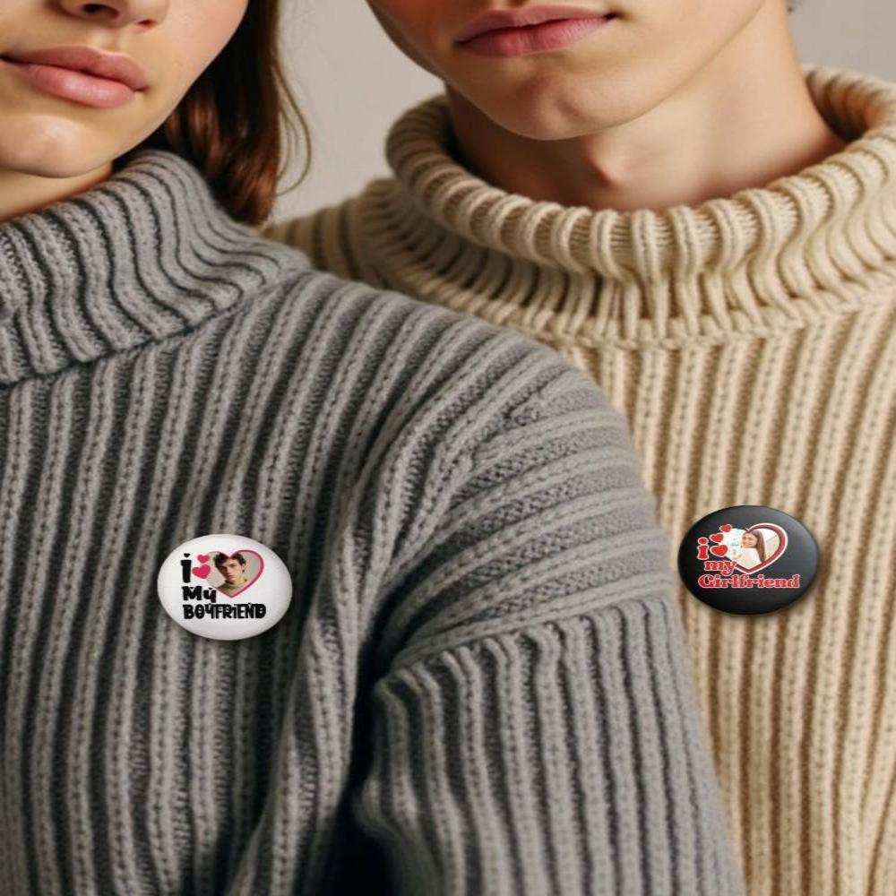 Spilla Con Foto Personalizzata, Spilla Con Bottone 'love Boyfriend' - 