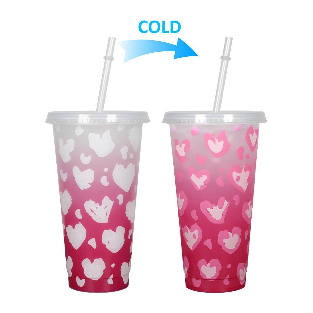 Color-Changing Straw Cup for Lovers Girlfriends boyfriends Couples Valentine's Day Fun Party Drink Ware