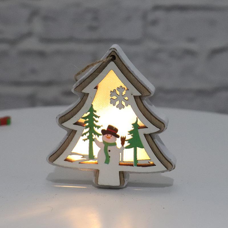 Decorazioni Natalizie Campana Di Natale Stella Albero Di Natale Confezione Regalo Ornamenti In Legno Ciondolo Decorativo Con Luce