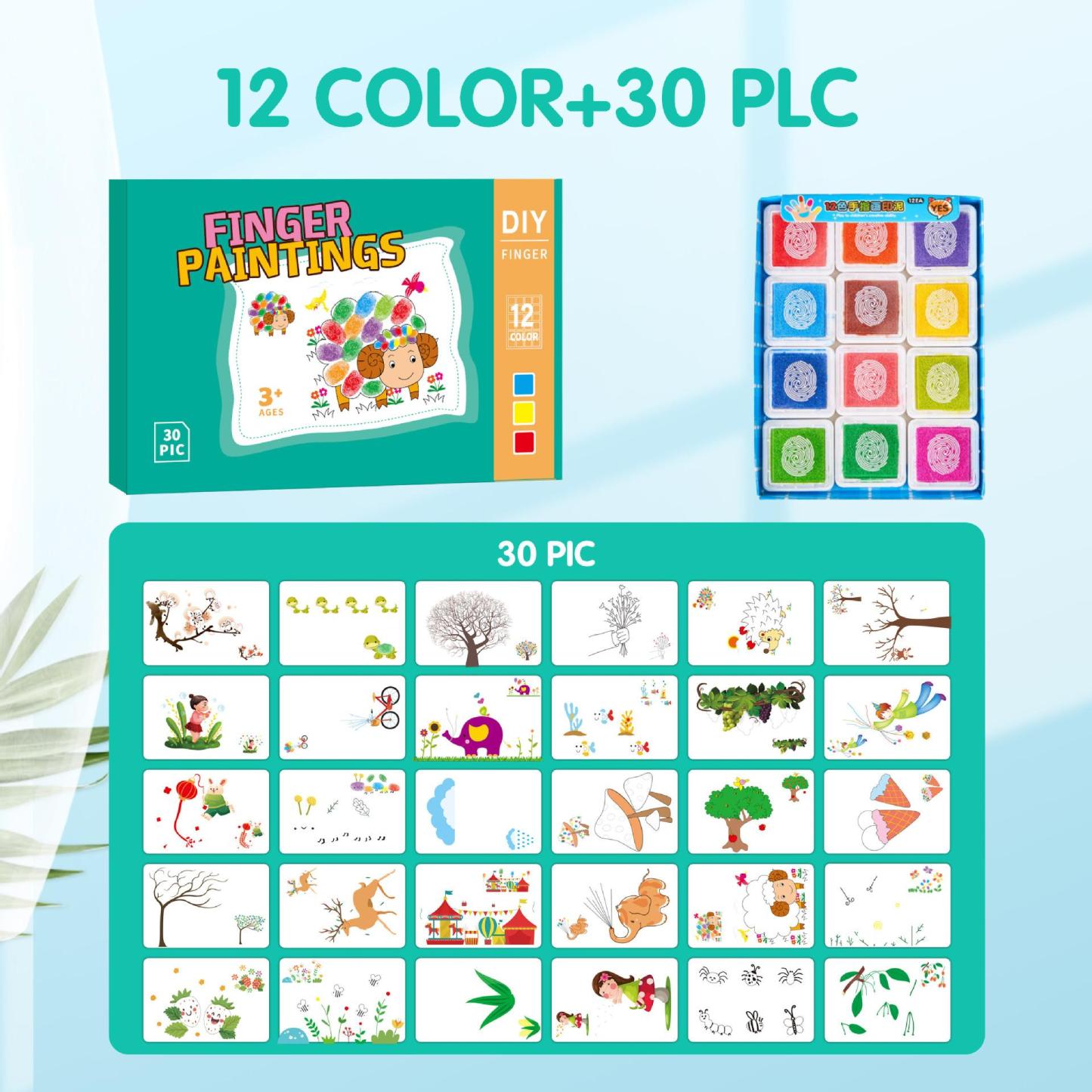 Kit Per La Pittura Con Le Dita Per Bambini Con 12 O 24 Tamponi Di Inchiostro Lavabili, Il Regalo Di Natale Perfetto Per I Giovani Artisti