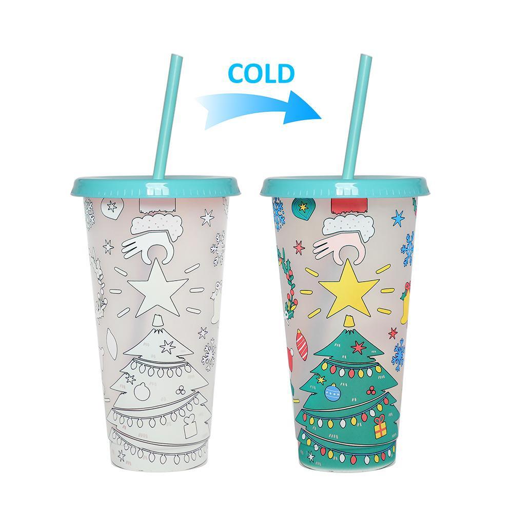 Color-Changing Straw Cup for Christmas Fun Party Drink ware