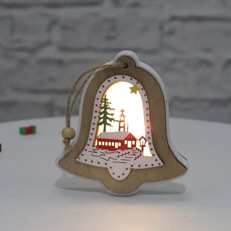 Decorazioni Natalizie Campana Di Natale Stella Albero Di Natale Confezione Regalo Ornamenti In Legno Ciondolo Decorativo Con Luce