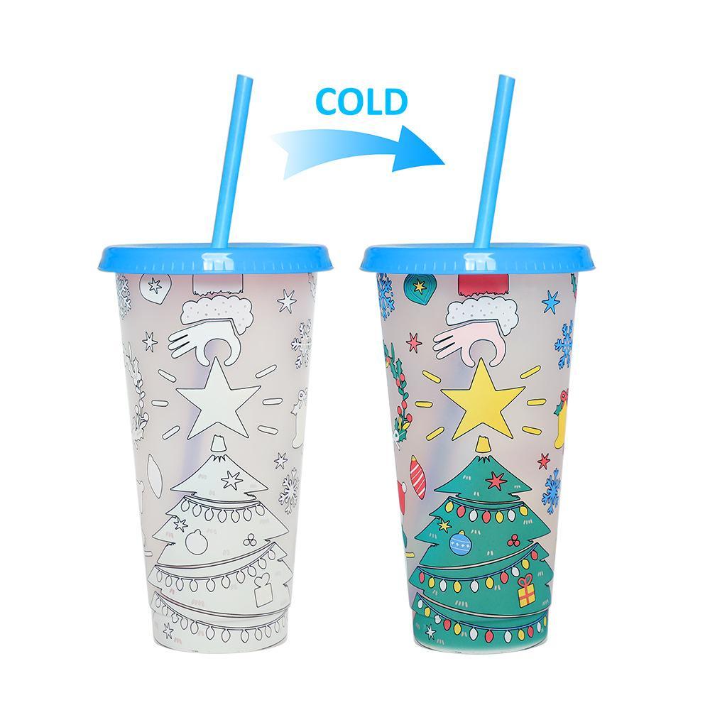 Color-Changing Straw Cup for Christmas Fun Party Drink ware