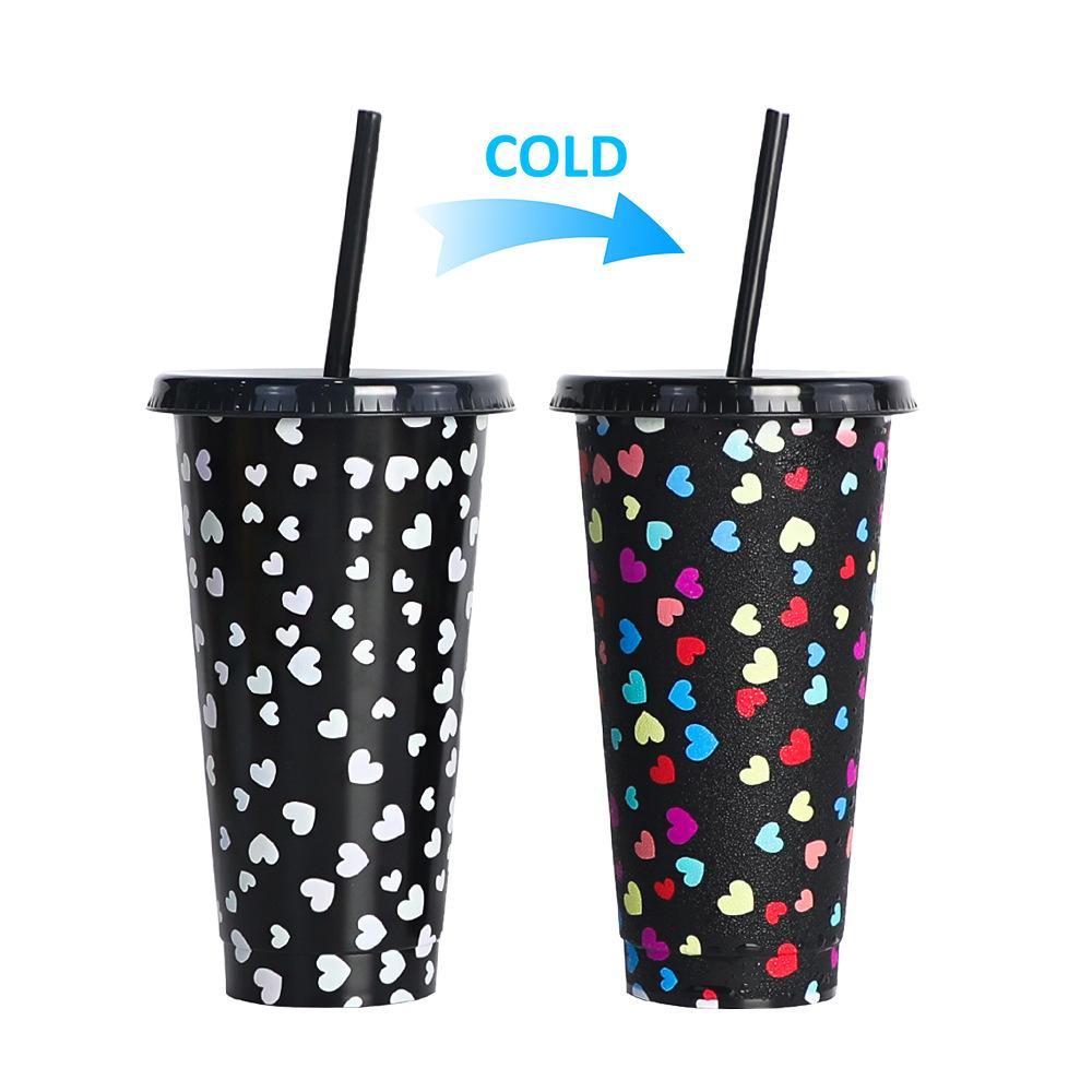 Color-Changing Straw Cup for Lovers Girlfriends boyfriends Couples Valentine's Day Fun Party Drink Ware