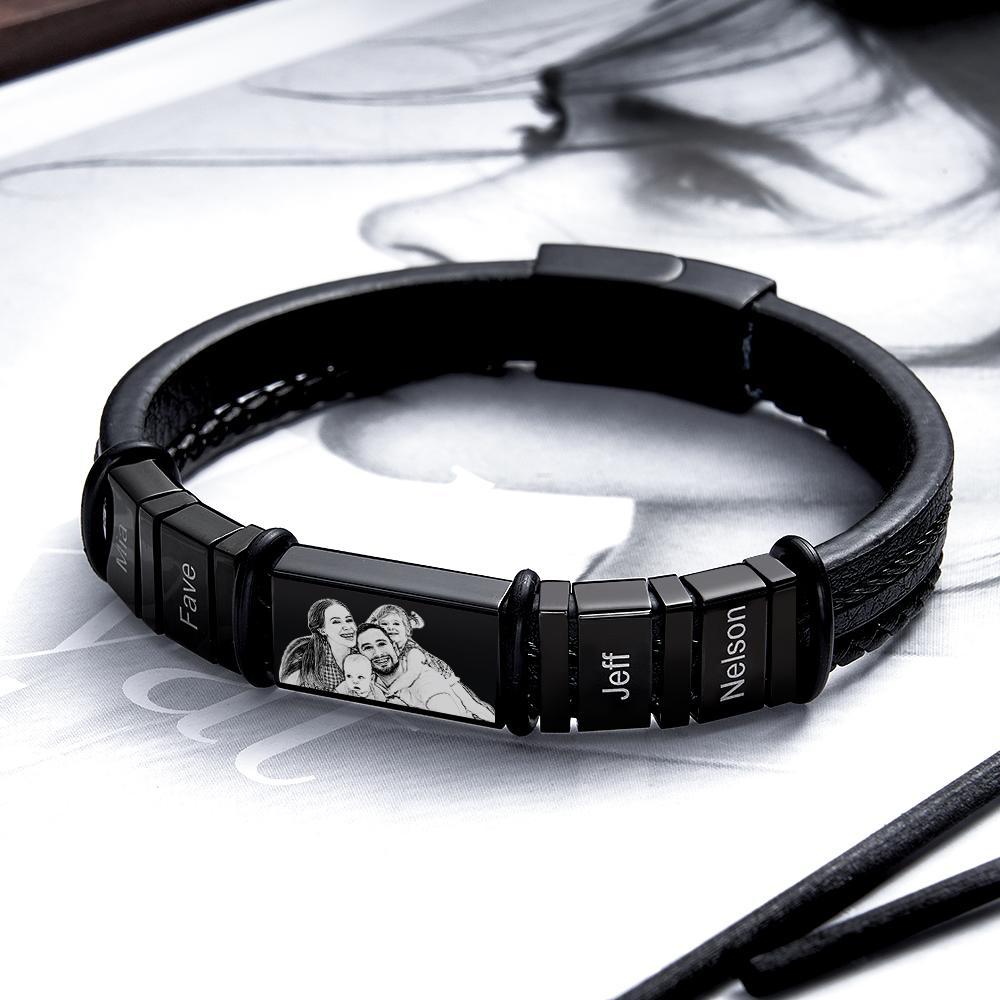 Braccialetti Personalizzati Braccialetti Personalizzati Da 1 A 6 Nomi Con Foto, Regalo Ricordo Per Uomo - 