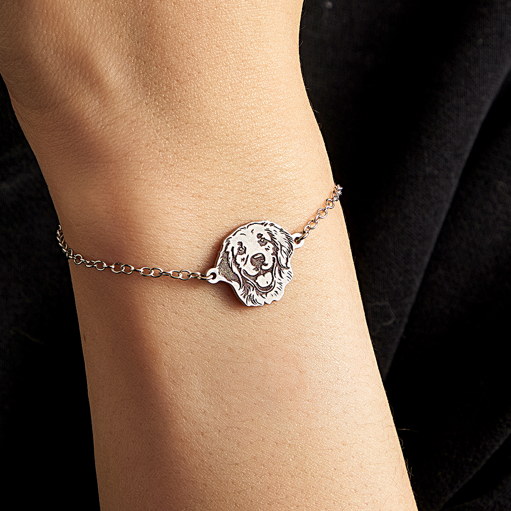 Personalized Pet Portrait Bracelet, Pet Memorial Bracelet, Custom Pet Picture Jewelry, Pet Lover Gift