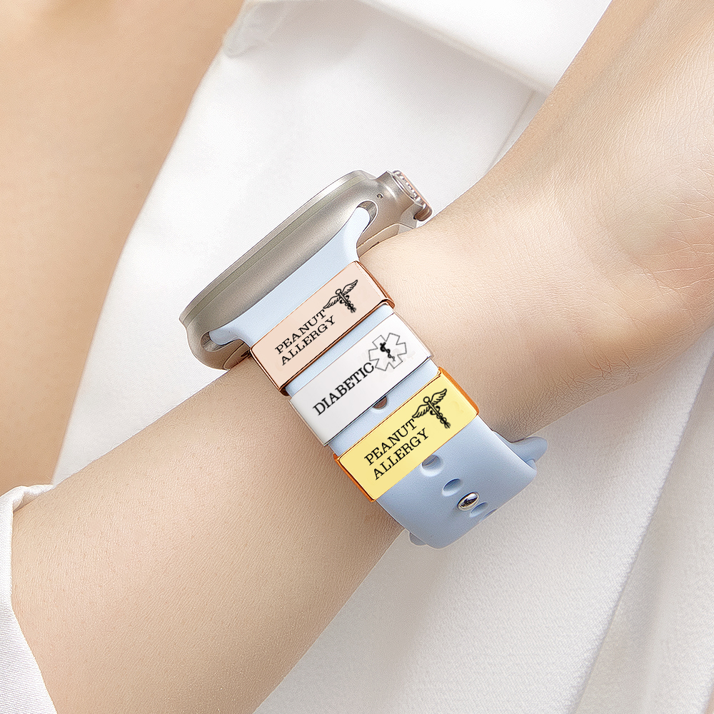 Ciondolo Personalizzato Con Cinturino Per Orologio, Allerta Medica, Id Personalizzato Per Condizioni Allergiche, Notifica Di Emergenza