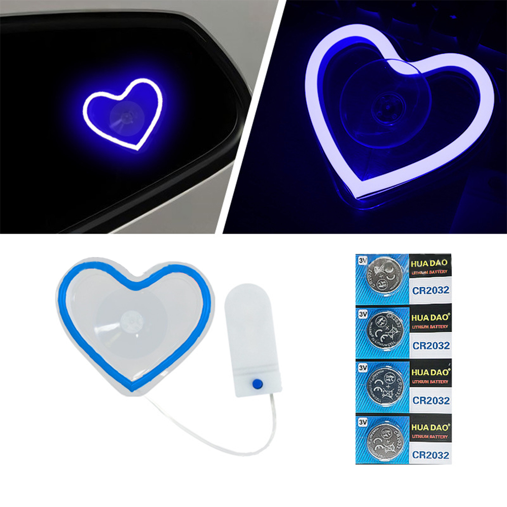 LED Heart Neon Light for Car Triangle Window – Battery Powered Interior Atmosphere Lamp