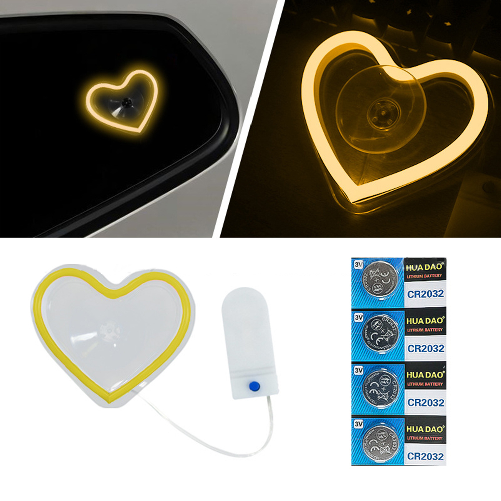 LED Heart Neon Light for Car Triangle Window – Battery Powered Interior Atmosphere Lamp