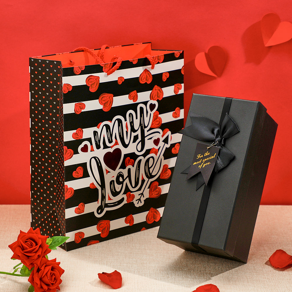 Borsa Regalo Per San Valentino + Scatola Nera - 