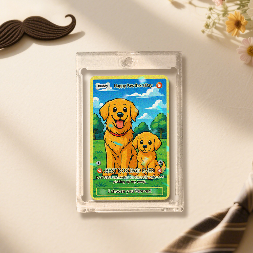 Biglietto D'auguri Anime Personalizzato Per Animali Domestici, Regalo Per La Festa Del Papà Per Papà Cane, Regali Per Amanti Degli Animali, Biglietto Olografico Con Ritratto Di Animale Domestico, Regalo Per Papà Cane, Regali Personalizzati Per Lui - 