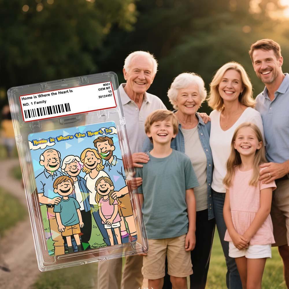 Biglietto D'auguri Personalizzato In Stile Cartone Animato, Regalo Per La Famiglia. Trasforma La Tua Foto In Un Oggetto Da Collezione Unico. - 