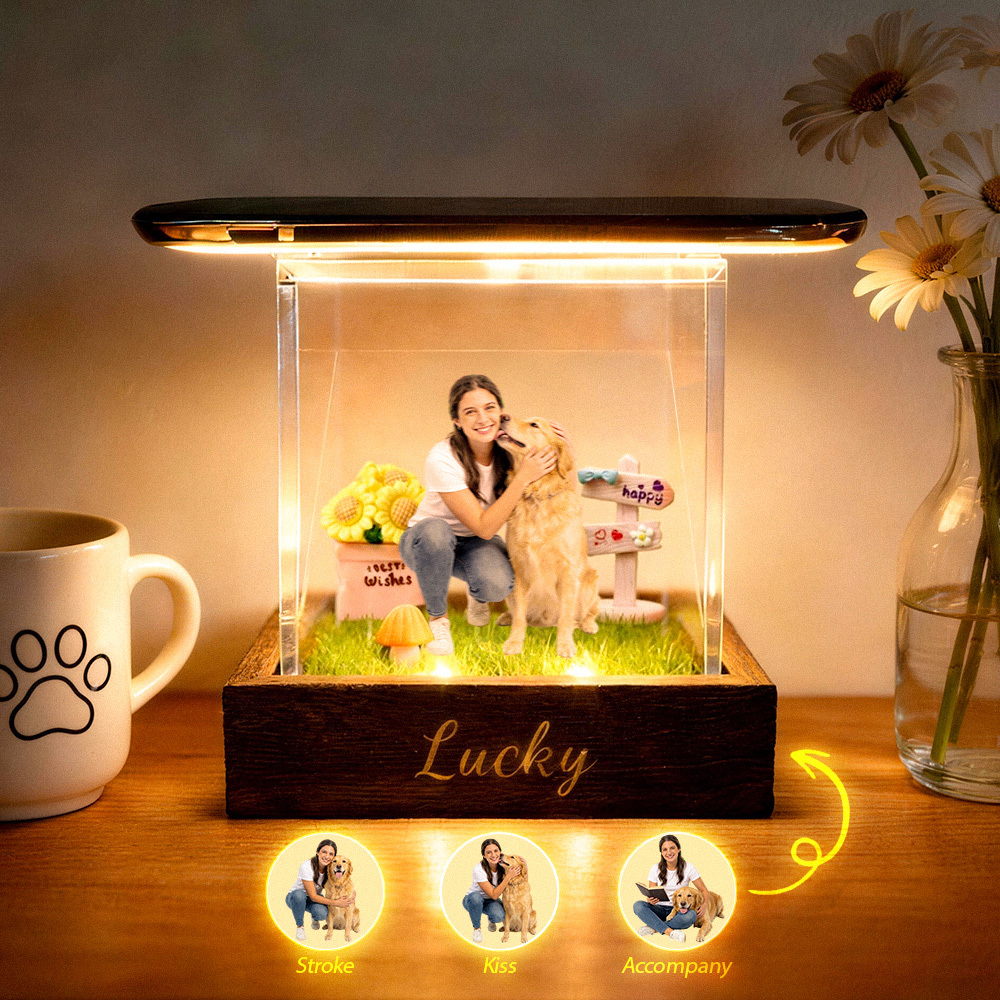  Custom Pet Digital Hologram House with Wooden Base
