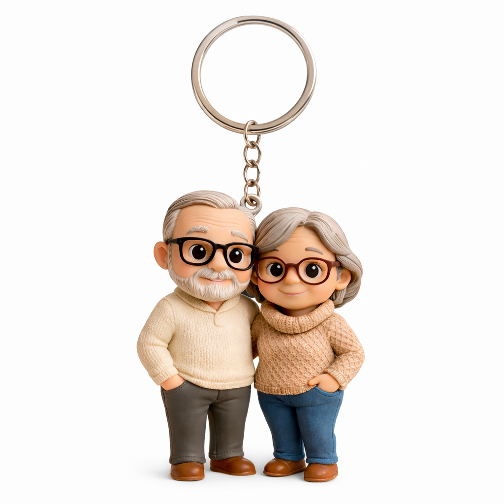 Portachiavi 3d Personalizzato Per Coppie, Realizzato Con Foto, Con Simpatica Statuetta Chibi, Mini Bambola, Regalo Per Anniversario, Matrimonio, San Valentino. - 