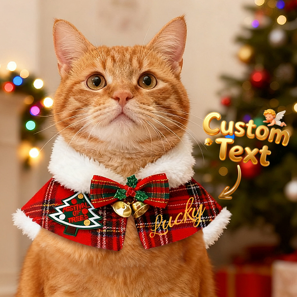 Sciarpa Personalizzata Con Nome Per Animali Domestici E Collare In Peluche, Mantelline Natalizie Per Animali Domestici, Scaldacollo Per Cani E Gatti, Regalo Di Natale Per Gli Amanti Degli Animali