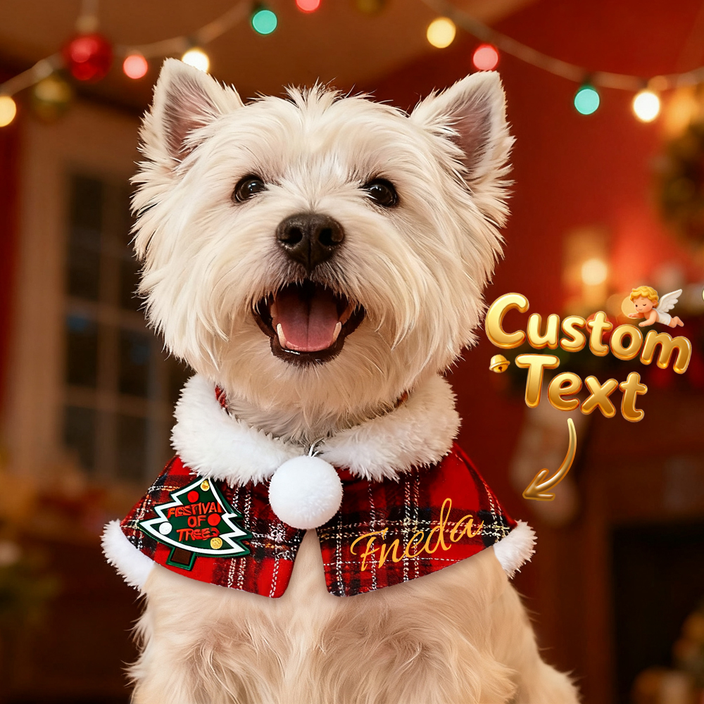 Sciarpa Personalizzata Con Nome Per Animali Domestici E Collare In Peluche, Mantelline Natalizie Per Animali Domestici, Scaldacollo Per Cani E Gatti, Regalo Di Natale Per Gli Amanti Degli Animali