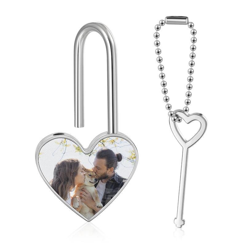 Lucchetto A Forma Di Cuore Con Foto Personalizzata E Testo, Regalo Significativo Per Le Coppie, Regalo Speciale Per L'anniversario Di Matrimonio.