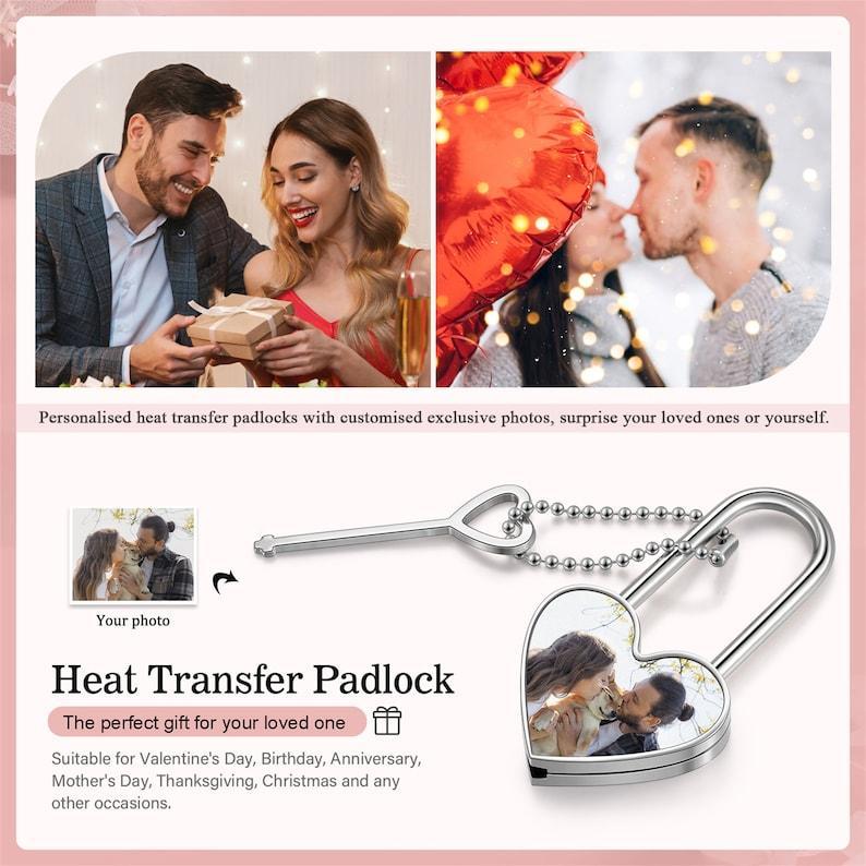 Lucchetto A Forma Di Cuore Con Foto Personalizzata E Testo, Regalo Significativo Per Le Coppie, Regalo Speciale Per L'anniversario Di Matrimonio.