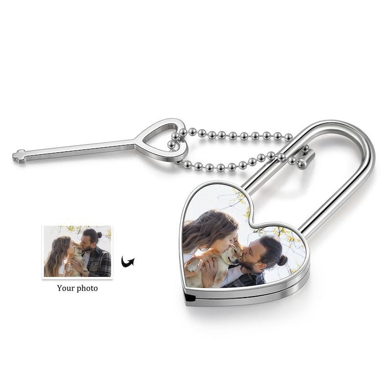 Lucchetto A Forma Di Cuore Con Foto Personalizzata E Testo, Regalo Significativo Per Le Coppie, Regalo Speciale Per L'anniversario Di Matrimonio.