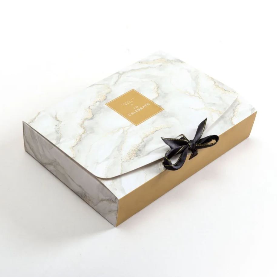 Scatola regalo con motivo marmo bianco 18*12*5cm