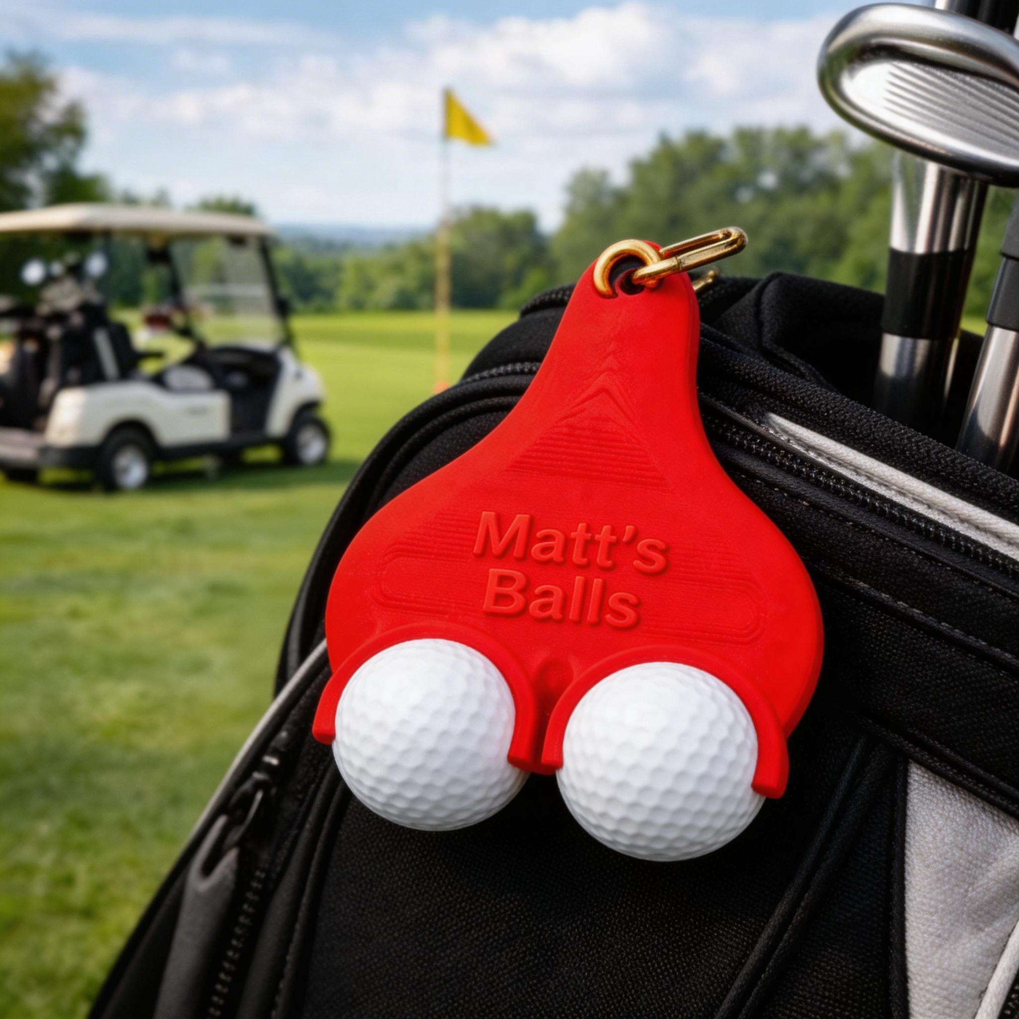 Personalized 3D Printed Text Funny Multicolor Golf Ball Holder with Clip Golf Club Accessory Sports Birthday Christmas Gift for Golf Lover