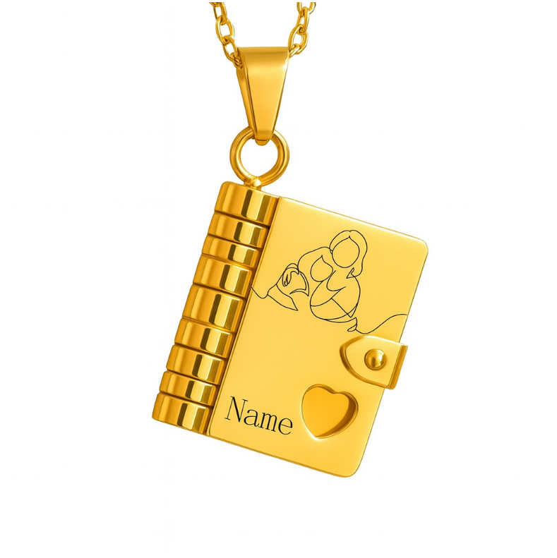 Collana Con Libro A Capitoli Personalizzato Per Nipote, Collana Con Libro 'a Mia Nipote' Con 6 Pagine Incise, Regalo In Acciaio Inossidabile Con Nome Personalizzato Da Parte Della Nipote