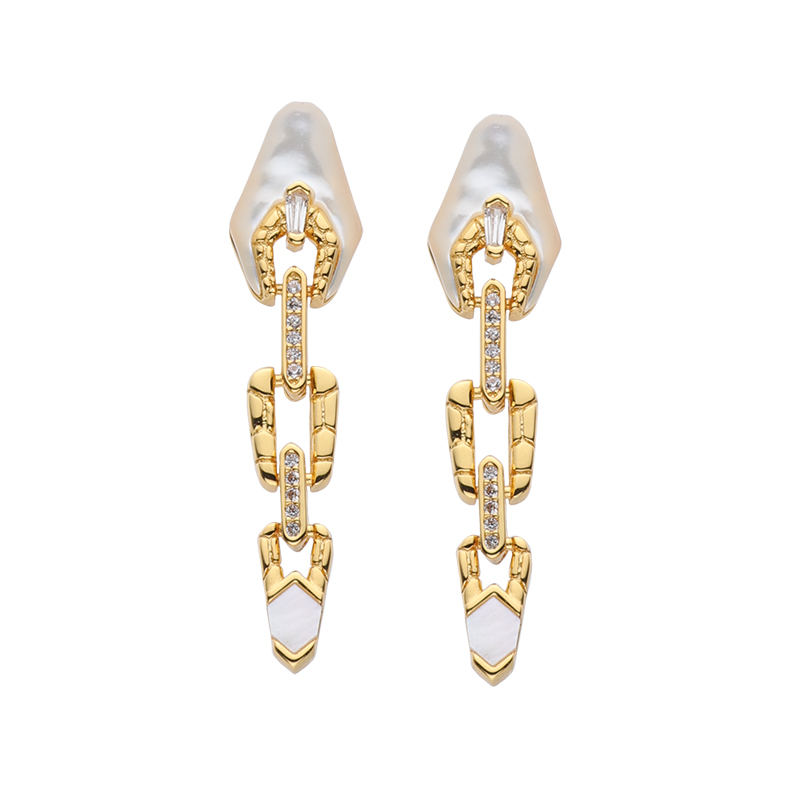 Sacred Serpent Mother of Pearl Earrings