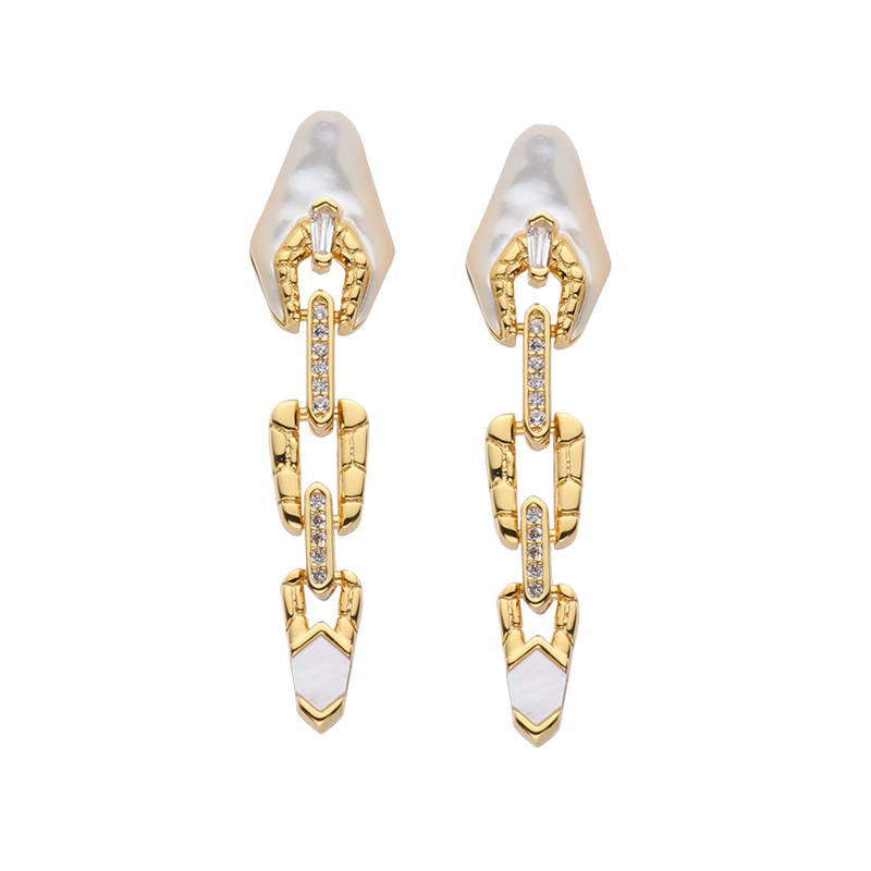 Sacred Serpent Mother of Pearl Earrings