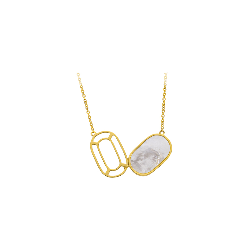 Natural Mother of Pearl Pendant Necklace - Gold Plated Minimalist Jewelry for Daily Elegance