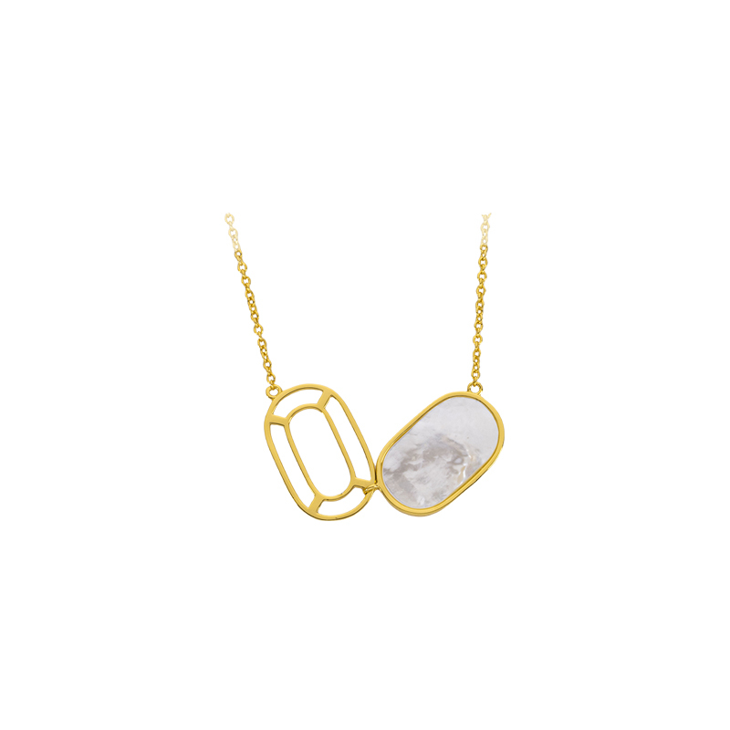 Natural Mother of Pearl Pendant Necklace - Gold Plated Minimalist Jewelry for Daily Elegance