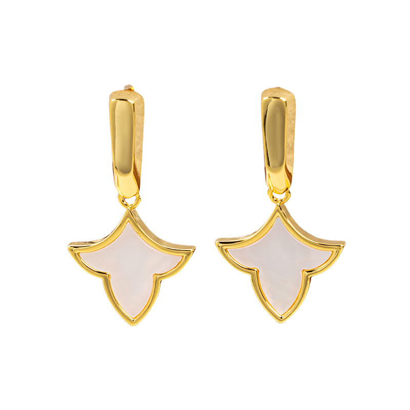 Chic White MOP Maple Earrings - Sweet & Delicate for Women