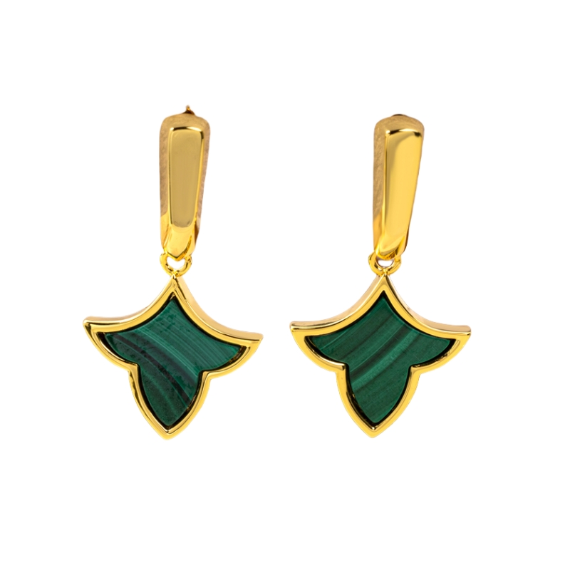 Luxury Malachite Maple Leaf Earrings - Elegant & Sophisticated