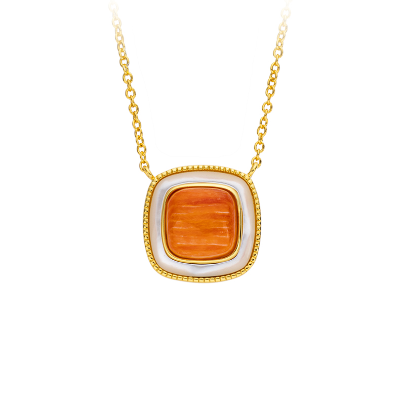 Fashion Square Spiny Oyster Necklace – Modern Shell Choker for Women, Geometric Collarbone Chain