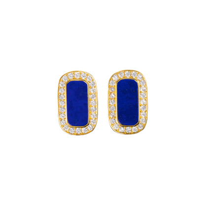 Deep Blue Lapis Square Earrings – Timeless Sterling Silver Studs for Women