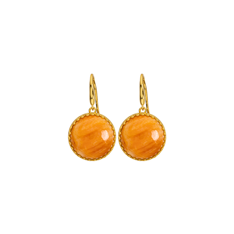 Orange Spiny Oyster Shell Round Earrings – Vibrant Elegance & Organic Glow