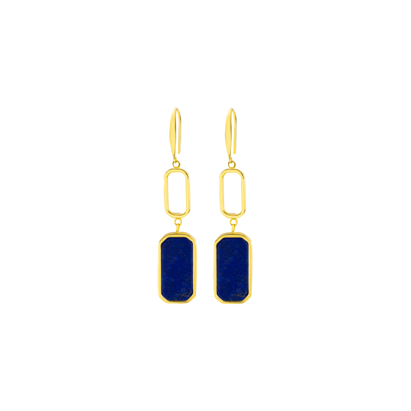 Natural Lapis Lazuli Square Dangle Earrings 