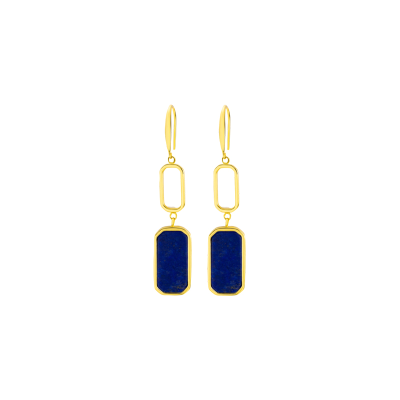 Natural Lapis Lazuli Square Dangle Earrings 