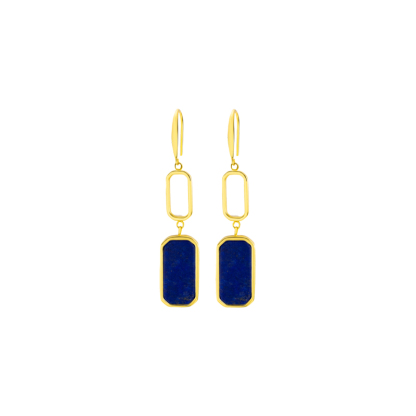 Natural Lapis Lazuli Square Dangle Earrings 