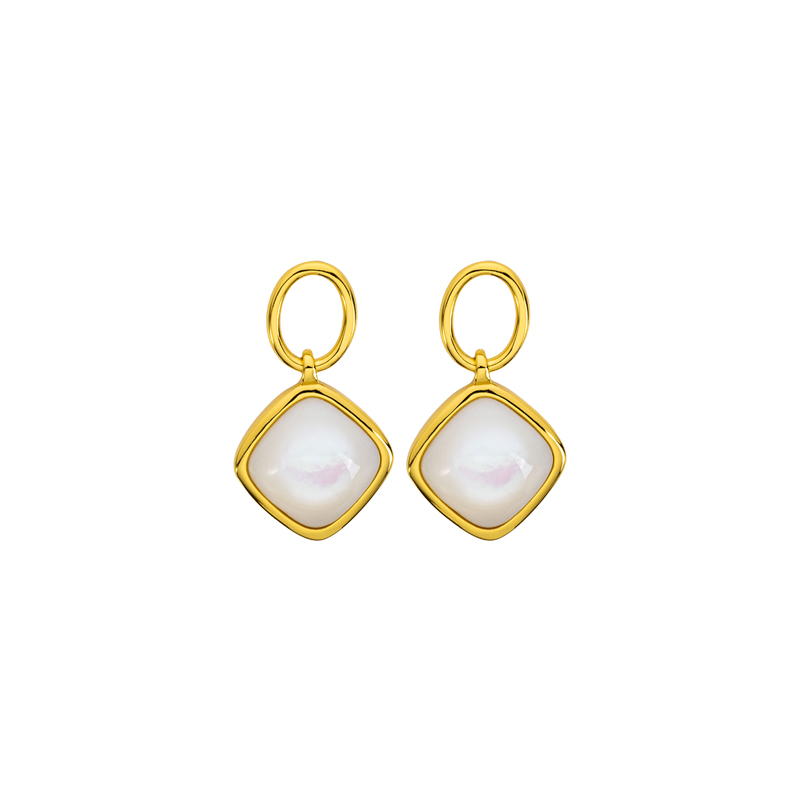 Natural Mother of Pearl Square Earrings - Modern Minimalist Jewelry