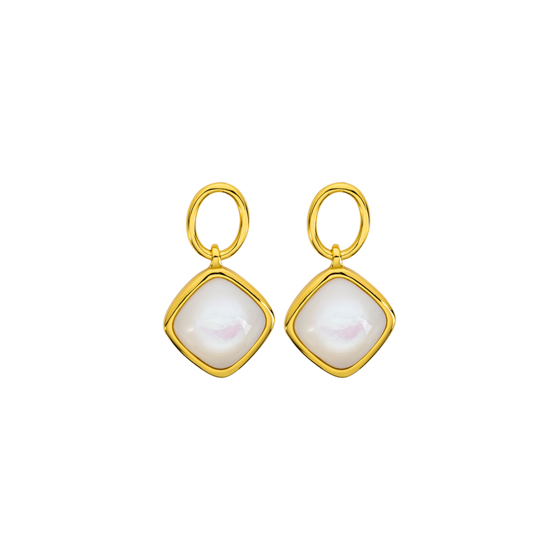 Natural Mother of Pearl Square Earrings - Modern Minimalist Jewelry