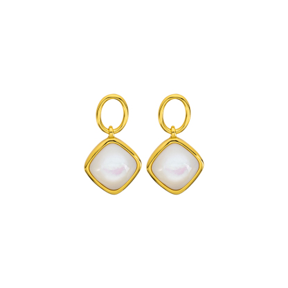 Natural Mother of Pearl Square Earrings - Modern Minimalist Jewelry