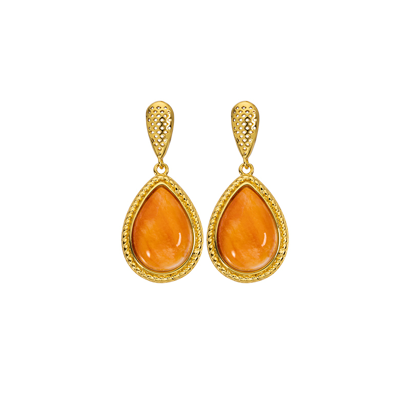 2025 New Arrival: Vintage-Inspired Teardrop Earrings in Natural Spiny Oyster Shell – Exquisite Stud & Drop Styles for Qipao, Hanfu & Cultural Ensembles