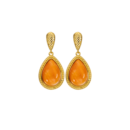 2025 New Arrival: Vintage-Inspired Teardrop Earrings in Natural Spiny Oyster Shell – Exquisite Stud & Drop Styles for Qipao, Hanfu & Cultural Ensembles