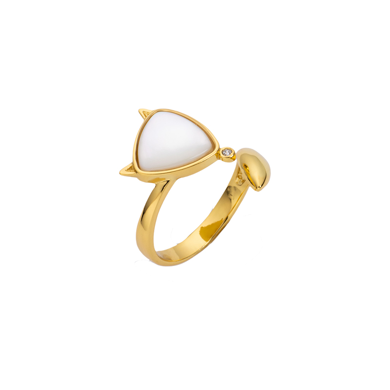 3D White Fox Charm Ring