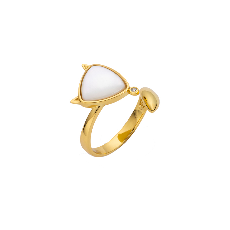 3D White Fox Charm Ring